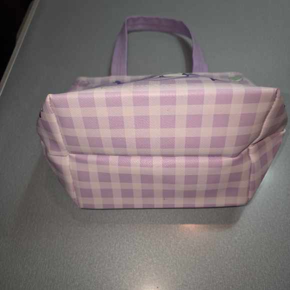 Kuromi Sanrio Mini Tote Bag Purple Gingham Zip Top Cute Kawaii - Picture 2 of 11